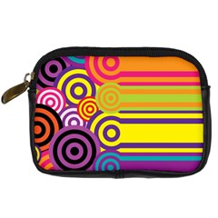 Retro Circles And Stripes Colorful 60s And 70s Style Circles And Stripes Background Digital Camera Cases by Simbadda