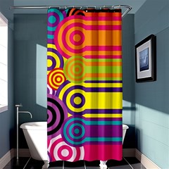 Retro Circles And Stripes Colorful 60s And 70s Style Circles And Stripes Background Shower Curtain 36  X 72  (stall)  by Simbadda