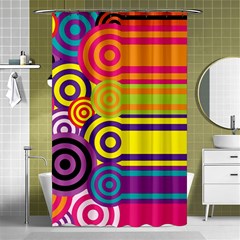 Retro Circles And Stripes Colorful 60s And 70s Style Circles And Stripes Background Shower Curtain 48  X 72  (small)  by Simbadda