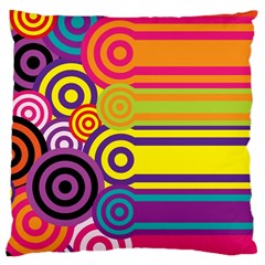 Retro Circles And Stripes Colorful 60s And 70s Style Circles And Stripes Background Large Cushion Case (two Sides) by Simbadda