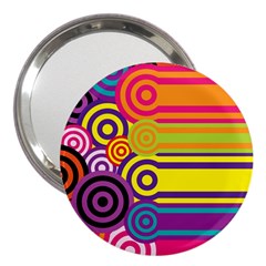 Retro Circles And Stripes Colorful 60s And 70s Style Circles And Stripes Background 3  Handbag Mirrors by Simbadda