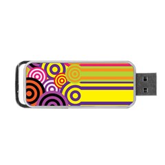 Retro Circles And Stripes Colorful 60s And 70s Style Circles And Stripes Background Portable Usb Flash (one Side) by Simbadda