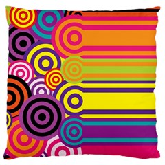 Retro Circles And Stripes Colorful 60s And 70s Style Circles And Stripes Background Large Flano Cushion Case (one Side) by Simbadda