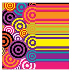 Retro Circles And Stripes Colorful 60s And 70s Style Circles And Stripes Background Large Satin Scarf (square) by Simbadda