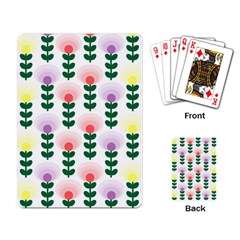 Floral Wallpaer Pattern Bright Bright Colorful Flowers Pattern Wallpaper Background Playing Card by Simbadda