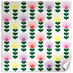 Floral Wallpaer Pattern Bright Bright Colorful Flowers Pattern Wallpaper Background Canvas 16  X 16   by Simbadda