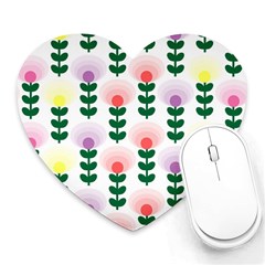 Floral Wallpaer Pattern Bright Bright Colorful Flowers Pattern Wallpaper Background Heart Mousepads by Simbadda