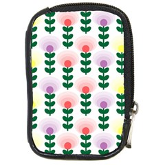 Floral Wallpaer Pattern Bright Bright Colorful Flowers Pattern Wallpaper Background Compact Camera Cases by Simbadda