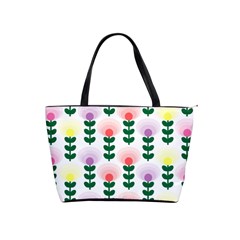 Floral Wallpaer Pattern Bright Bright Colorful Flowers Pattern Wallpaper Background Shoulder Handbags by Simbadda