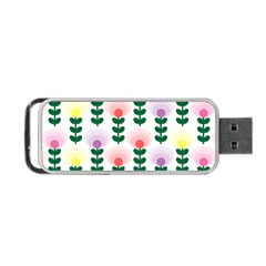 Floral Wallpaer Pattern Bright Bright Colorful Flowers Pattern Wallpaper Background Portable Usb Flash (one Side) by Simbadda