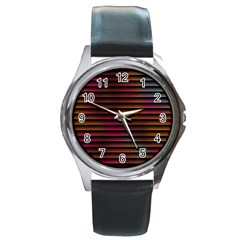 Colorful Venetian Blinds Effect Round Metal Watch by Simbadda