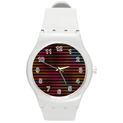 Colorful Venetian Blinds Effect Round Plastic Sport Watch (m) by Simbadda