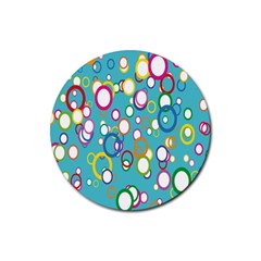 Circles Abstract Color Rubber Coaster (round)  by Simbadda