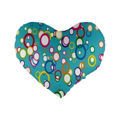 Circles Abstract Color Standard 16  Premium Flano Heart Shape Cushions by Simbadda