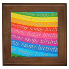 Colorful Happy Birthday Wallpaper Framed Tiles by Simbadda