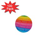 Colorful Happy Birthday Wallpaper 1  Mini Buttons (100 pack)  Front