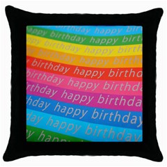 Colorful Happy Birthday Wallpaper Throw Pillow Case (black) by Simbadda