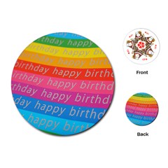 Colorful Happy Birthday Wallpaper Playing Cards (round)  by Simbadda