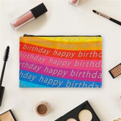 Colorful Happy Birthday Wallpaper Cosmetic Bag (medium)  by Simbadda