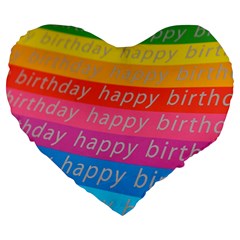 Colorful Happy Birthday Wallpaper Large 19  Premium Heart Shape Cushions by Simbadda