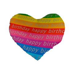 Colorful Happy Birthday Wallpaper Standard 16  Premium Flano Heart Shape Cushions by Simbadda