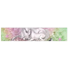 Wonderful Unicorn With Foal On A Mushroom Flano Scarf (small) by FantasyWorld7