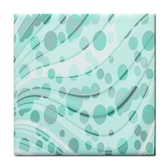 Abstract Background Teal Bubbles Abstract Background Of Waves Curves And Bubbles In Teal Green Tile Coasters by Simbadda