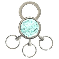 Abstract Background Teal Bubbles Abstract Background Of Waves Curves And Bubbles In Teal Green 3-ring Key Chains by Simbadda