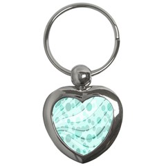 Abstract Background Teal Bubbles Abstract Background Of Waves Curves And Bubbles In Teal Green Key Chains (heart)  by Simbadda