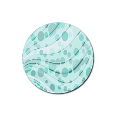 Abstract Background Teal Bubbles Abstract Background Of Waves Curves And Bubbles In Teal Green Rubber Round Coaster (4 Pack)  by Simbadda