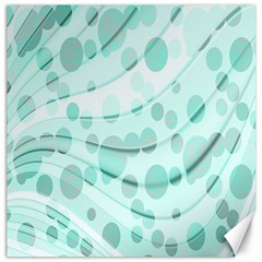 Abstract Background Teal Bubbles Abstract Background Of Waves Curves And Bubbles In Teal Green Canvas 16  X 16   by Simbadda