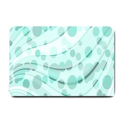 Abstract Background Teal Bubbles Abstract Background Of Waves Curves And Bubbles In Teal Green Small Doormat  by Simbadda