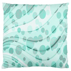 Abstract Background Teal Bubbles Abstract Background Of Waves Curves And Bubbles In Teal Green Large Cushion Case (one Side) by Simbadda