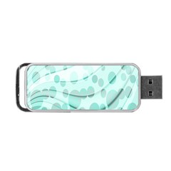 Abstract Background Teal Bubbles Abstract Background Of Waves Curves And Bubbles In Teal Green Portable Usb Flash (two Sides) by Simbadda