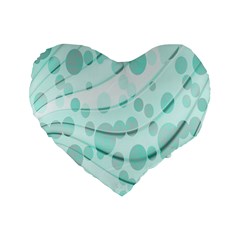 Abstract Background Teal Bubbles Abstract Background Of Waves Curves And Bubbles In Teal Green Standard 16  Premium Heart Shape Cushions