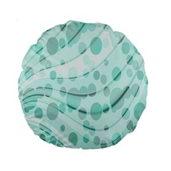 Abstract Background Teal Bubbles Abstract Background Of Waves Curves And Bubbles In Teal Green Standard 15  Premium Flano Round Cushions