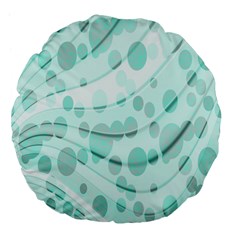 Abstract Background Teal Bubbles Abstract Background Of Waves Curves And Bubbles In Teal Green Large 18  Premium Flano Round Cushions