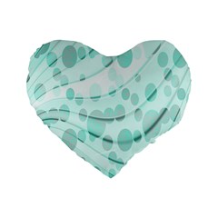 Abstract Background Teal Bubbles Abstract Background Of Waves Curves And Bubbles In Teal Green Standard 16  Premium Flano Heart Shape Cushions