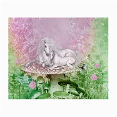 Wonderful Unicorn With Foal On A Mushroom Small Glasses Cloth (2-side)