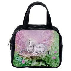 Wonderful Unicorn With Foal On A Mushroom Classic Handbags (one Side) by FantasyWorld7