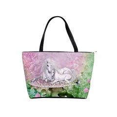 Wonderful Unicorn With Foal On A Mushroom Shoulder Handbags by FantasyWorld7