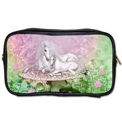 Wonderful Unicorn With Foal On A Mushroom Toiletries Bags 2-side by FantasyWorld7