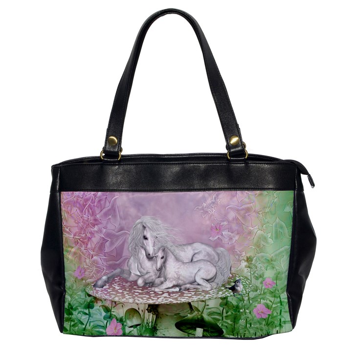 Wonderful Unicorn With Foal On A Mushroom Office Handbags