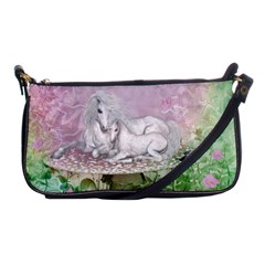 Wonderful Unicorn With Foal On A Mushroom Shoulder Clutch Bags by FantasyWorld7