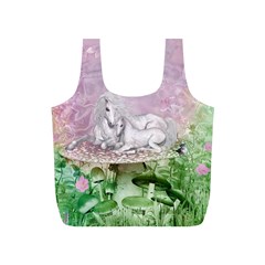 Wonderful Unicorn With Foal On A Mushroom Full Print Recycle Bags (s)  by FantasyWorld7