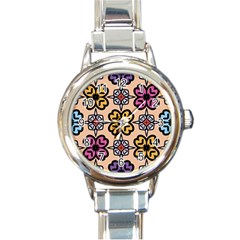 Abstract Seamless Background Pattern Round Italian Charm Watch by Simbadda