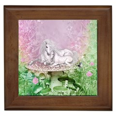 Wonderful Unicorn With Foal On A Mushroom Framed Tiles by FantasyWorld7