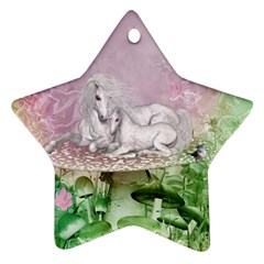 Wonderful Unicorn With Foal On A Mushroom Ornament (star) by FantasyWorld7