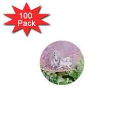 Wonderful Unicorn With Foal On A Mushroom 1  Mini Buttons (100 Pack)  by FantasyWorld7