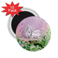 Wonderful Unicorn With Foal On A Mushroom 2 25  Magnets (10 Pack)  by FantasyWorld7